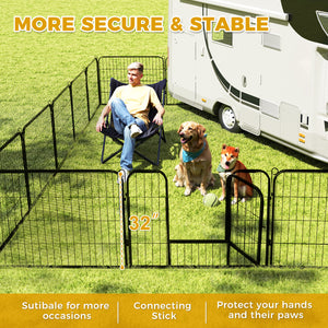 PAWZ Road Heavy Duty Metal Dog Crate & Playpen for Indoor Outdoor Use - Portable Pet Pen for Camping, Yard, RV - Multiple Size 8&16 Panels, Black
