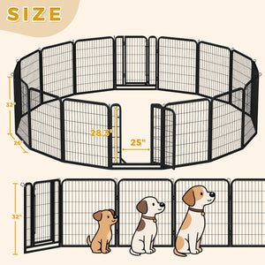 PAWZ Road Heavy Duty Metal Dog Crate & Playpen for Indoor Outdoor Use - Portable Pet Pen for Camping, Yard, RV - Multiple Size 8&16 Panels, Black