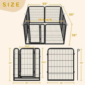 PAWZ Road Heavy Duty Metal Dog Crate & Playpen for Indoor Outdoor Use - Portable Pet Pen for Camping, Yard, RV - Multiple Size 8&16 Panels, Black