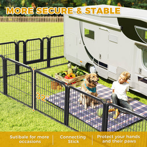 PAWZ Road Heavy Duty Metal Dog Crate & Playpen for Indoor Outdoor Use - Portable Pet Pen for Camping, Yard, RV - Multiple Size 8&16 Panels, Black