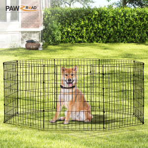 Foldable Octagonal Metal Dog Playpen – 8-Panel Exercise Pen for Dogs, 24-30-36-42-48 Inch Multiple Heights (With & Without Door), Indoor/Outdoor (Black)