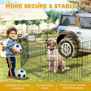 Foldable Octagonal Metal Dog Playpen – 8-Panel Exercise Pen for Dogs, 24-30-36-42-48 Inch Multiple Heights (With & Without Door), Indoor/Outdoor (Black)