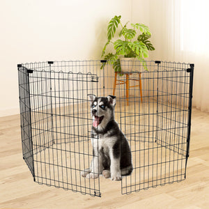 Foldable Octagonal Metal Dog Playpen – 8-Panel Exercise Pen for Dogs, 24-30-36-42-48 Inch Multiple Heights (With & Without Door), Indoor/Outdoor (Black)