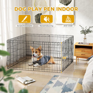 Foldable Octagonal Metal Dog Playpen – 8-Panel Exercise Pen for Dogs, 24-30-36-42-48 Inch Multiple Heights (With & Without Door), Indoor/Outdoor (Black)