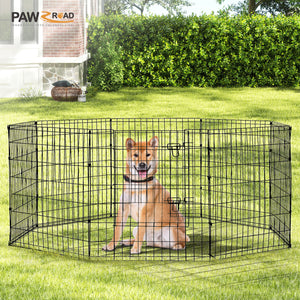 Foldable Octagonal Metal Dog Playpen – 8-Panel Exercise Pen for Dogs, 24-30-36-42-48 Inch Multiple Heights (With & Without Door), Indoor/Outdoor (Black)