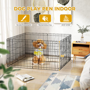 Foldable Octagonal Metal Dog Playpen – 8-Panel Exercise Pen for Dogs, 24-30-36-42-48 Inch Multiple Heights (With & Without Door), Indoor/Outdoor (Black)