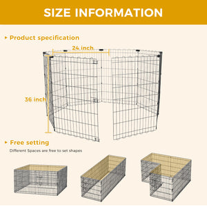 Foldable Octagonal Metal Dog Playpen – 8-Panel Exercise Pen for Dogs, 24-30-36-42-48 Inch Multiple Heights (With & Without Door), Indoor/Outdoor (Black)
