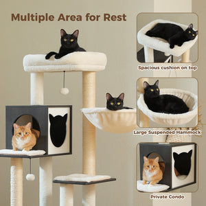Pawz Road Deluxe Condos Torre de madeira bege para gatos