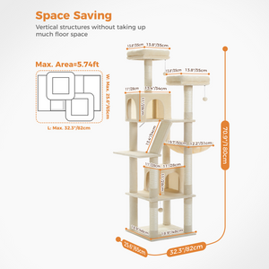 PAWZ Road 70.9" Multi-Level Plush Large Cat Tree