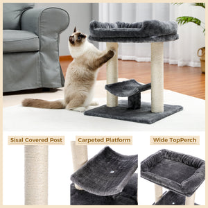PAWZ Road  Small Cat Tree Cat Scratching Post with Large Plush Top Perch Bed