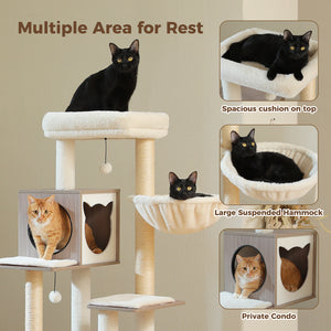 Pawz Road Deluxe Condos Torre de madeira bege para gatos