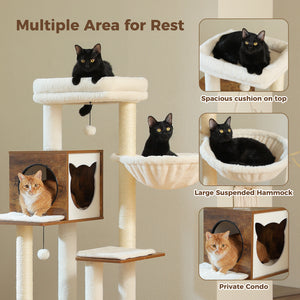 Pawz Road Deluxe Condos Torre de madeira bege para gatos