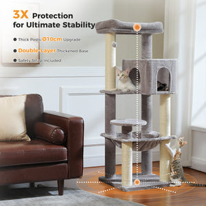 Plush 56.3-Inch Cat Tower, Large Cat Tree with Larger Hammock and Condo, Reinforced Scratching Posts (φ3.1in) for Big Adult Cats 30 lbs