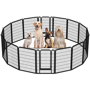 PAWZ Road Heavy Duty Metal Dog Crate & Playpen for Indoor Outdoor Use - Portable Pet Pen for Camping, Yard, RV - Multiple Size 8&16 Panels, Black
