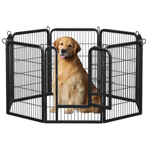 PAWZ Road Heavy Duty Metal Dog Crate & Playpen for Indoor Outdoor Use - Portable Pet Pen for Camping, Yard, RV - Multiple Size 8&16 Panels, Black