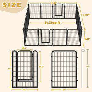 PAWZ Road Heavy Duty Metal Dog Crate & Playpen for Indoor Outdoor Use - Portable Pet Pen for Camping, Yard, RV - Multiple Size 8&16 Panels, Black