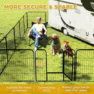 PAWZ Road Heavy Duty Metal Dog Crate & Playpen for Indoor Outdoor Use - Portable Pet Pen for Camping, Yard, RV - Multiple Size 8&16 Panels, Black