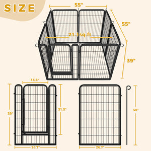 PAWZ Road Heavy Duty Metal Dog Crate & Playpen for Indoor Outdoor Use - Portable Pet Pen for Camping, Yard, RV - Multiple Size 8&16 Panels, Black