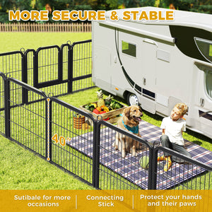 PAWZ Road Heavy Duty Metal Dog Crate & Playpen for Indoor Outdoor Use - Portable Pet Pen for Camping, Yard, RV - Multiple Size 8&16 Panels, Black