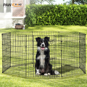 Foldable Octagonal Metal Dog Playpen – 8-Panel Exercise Pen for Dogs, 24-30-36-42-48 Inch Multiple Heights (With & Without Door), Indoor/Outdoor (Black)
