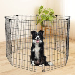 Foldable Octagonal Metal Dog Playpen – 8-Panel Exercise Pen for Dogs, 24-30-36-42-48 Inch Multiple Heights (With & Without Door), Indoor/Outdoor (Black)