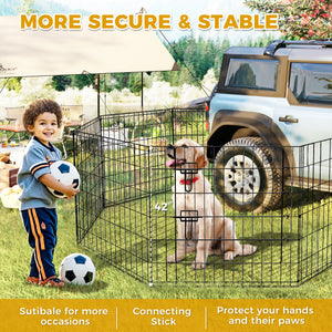 Foldable Octagonal Metal Dog Playpen – 8-Panel Exercise Pen for Dogs, 24-30-36-42-48 Inch Multiple Heights (With & Without Door), Indoor/Outdoor (Black)