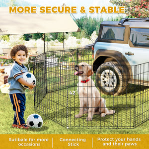 Foldable Octagonal Metal Dog Playpen – 8-Panel Exercise Pen for Dogs, 24-30-36-42-48 Inch Multiple Heights (With & Without Door), Indoor/Outdoor (Black)