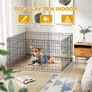 Foldable Octagonal Metal Dog Playpen – 8-Panel Exercise Pen for Dogs, 24-30-36-42-48 Inch Multiple Heights (With & Without Door), Indoor/Outdoor (Black)