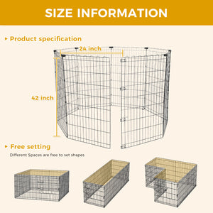 Foldable Octagonal Metal Dog Playpen – 8-Panel Exercise Pen for Dogs, 24-30-36-42-48 Inch Multiple Heights (With & Without Door), Indoor/Outdoor (Black)