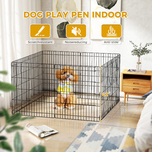 Foldable Octagonal Metal Dog Playpen – 8-Panel Exercise Pen for Dogs, 24-30-36-42-48 Inch Multiple Heights (With & Without Door), Indoor/Outdoor (Black)