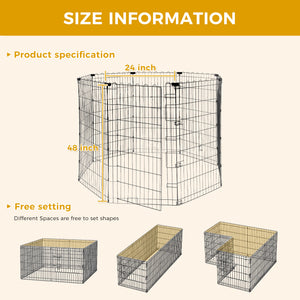 Foldable Octagonal Metal Dog Playpen – 8-Panel Exercise Pen for Dogs, 24-30-36-42-48 Inch Multiple Heights (With & Without Door), Indoor/Outdoor (Black)