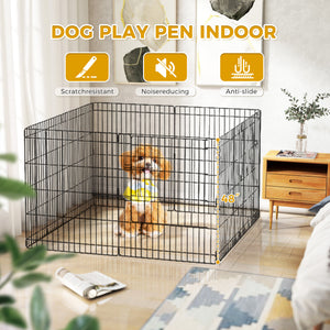Foldable Octagonal Metal Dog Playpen – 8-Panel Exercise Pen for Dogs, 24-30-36-42-48 Inch Multiple Heights (With & Without Door), Indoor/Outdoor (Black)