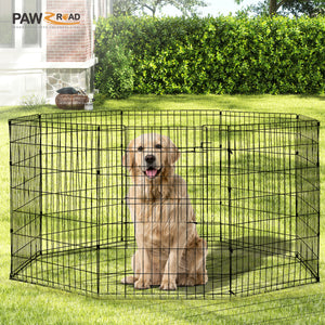 Foldable Octagonal Metal Dog Playpen – 8-Panel Exercise Pen for Dogs, 24-30-36-42-48 Inch Multiple Heights (With & Without Door), Indoor/Outdoor (Black)