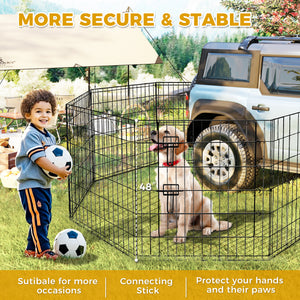 Foldable Octagonal Metal Dog Playpen – 8-Panel Exercise Pen for Dogs, 24-30-36-42-48 Inch Multiple Heights (With & Without Door), Indoor/Outdoor (Black)