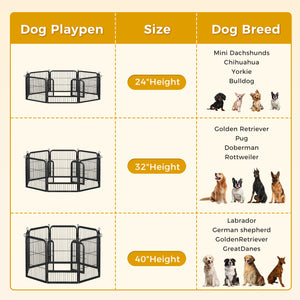 PAWZ Road Heavy Duty Metal Dog Crate & Playpen for Indoor Outdoor Use - Portable Pet Pen for Camping, Yard, RV - Multiple Size 8&16 Panels, Black