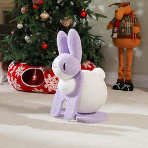PAWZ Road Bunny-Shaped Cat Scratching Post, 24-Inche Rabbit Cat Scratcher with Sturdy Base, Compact Cat Scratch Post for Indoor Cats, Purple