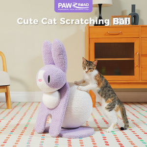 PAWZ Road Bunny-Shaped Cat Scratching Post, 24-Inche Rabbit Cat Scratcher with Sturdy Base, Compact Cat Scratch Post for Indoor Cats, Purple