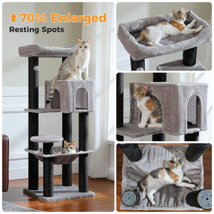 Plush 56.3-Inch Cat Tower, Large Cat Tree with Larger Hammock and Condo, Reinforced Scratching Posts (φ3.1in) for Big Adult Cats 30 lbs