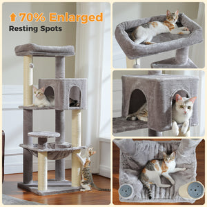Plush 56.3-Inch Cat Tower, Large Cat Tree with Larger Hammock and Condo, Reinforced Scratching Posts (φ3.1in) for Big Adult Cats 30 lbs