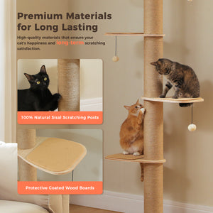 PAWZ Road Adjustable 5 Tiers Cactus Floor to Ceiling Cat Tower B0BGG4KYHQ