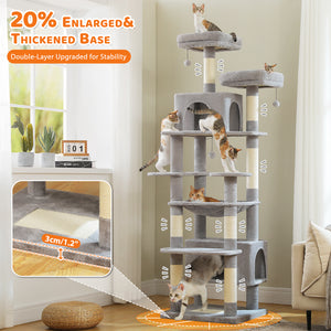 PAWZ Road Large 81 Inches Flower/Cactus Cat Tree Tower for Indoor Cats - with 2 Top Perches, 2 Condos, Thicker Base & Reinforced Structure, Sisal-Covered Scratching Posts(Multiple color options)