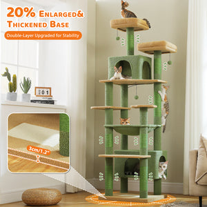 PAWZ Road Large 81 Inches Flower/Cactus Cat Tree Tower for Indoor Cats - with 2 Top Perches, 2 Condos, Thicker Base & Reinforced Structure, Sisal-Covered Scratching Posts(Multiple color options)