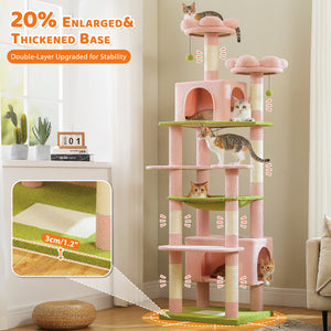 PAWZ Road Large 81 Inches Flower/Cactus Cat Tree Tower for Indoor Cats - with 2 Top Perches, 2 Condos, Thicker Base & Reinforced Structure, Sisal-Covered Scratching Posts(Multiple color options)