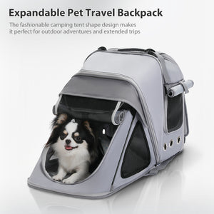 Porta-gatos expansível para viagens rodoviárias PAWZ com bolsa removível para tratamento cinza