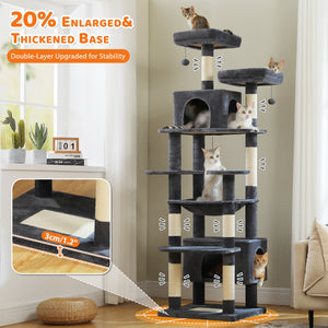 PAWZ Road Large 81 Inches Flower/Cactus Cat Tree Tower for Indoor Cats - with 2 Top Perches, 2 Condos, Thicker Base & Reinforced Structure, Sisal-Covered Scratching Posts(Multiple color options)