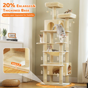 PAWZ Road Large 81 Inches Flower/Cactus Cat Tree Tower for Indoor Cats - with 2 Top Perches, 2 Condos, Thicker Base & Reinforced Structure, Sisal-Covered Scratching Posts(Multiple color options)