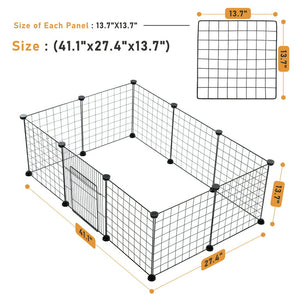 PAWZ Road Pet Playpen 13.7 " Tall Portable Fences for Inactive Small Pet 10PCS,Black