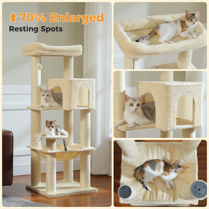Plush 56.3-Inch Cat Tower, Large Cat Tree with Larger Hammock and Condo, Reinforced Scratching Posts (φ3.1in) for Big Adult Cats 30 lbs