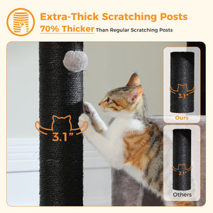 Plush 56.3-Inch Cat Tower, Large Cat Tree with Larger Hammock and Condo, Reinforced Scratching Posts (φ3.1in) for Big Adult Cats 30 lbs