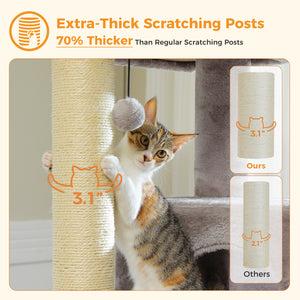 Plush 56.3-Inch Cat Tower, Large Cat Tree with Larger Hammock and Condo, Reinforced Scratching Posts (φ3.1in) for Big Adult Cats 30 lbs